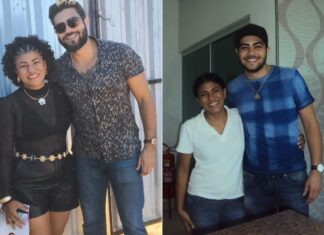 Ex-colega de aula de Henrique, da dupla com Juliano, tem pedido atendido e refaz foto antiga com o cantor